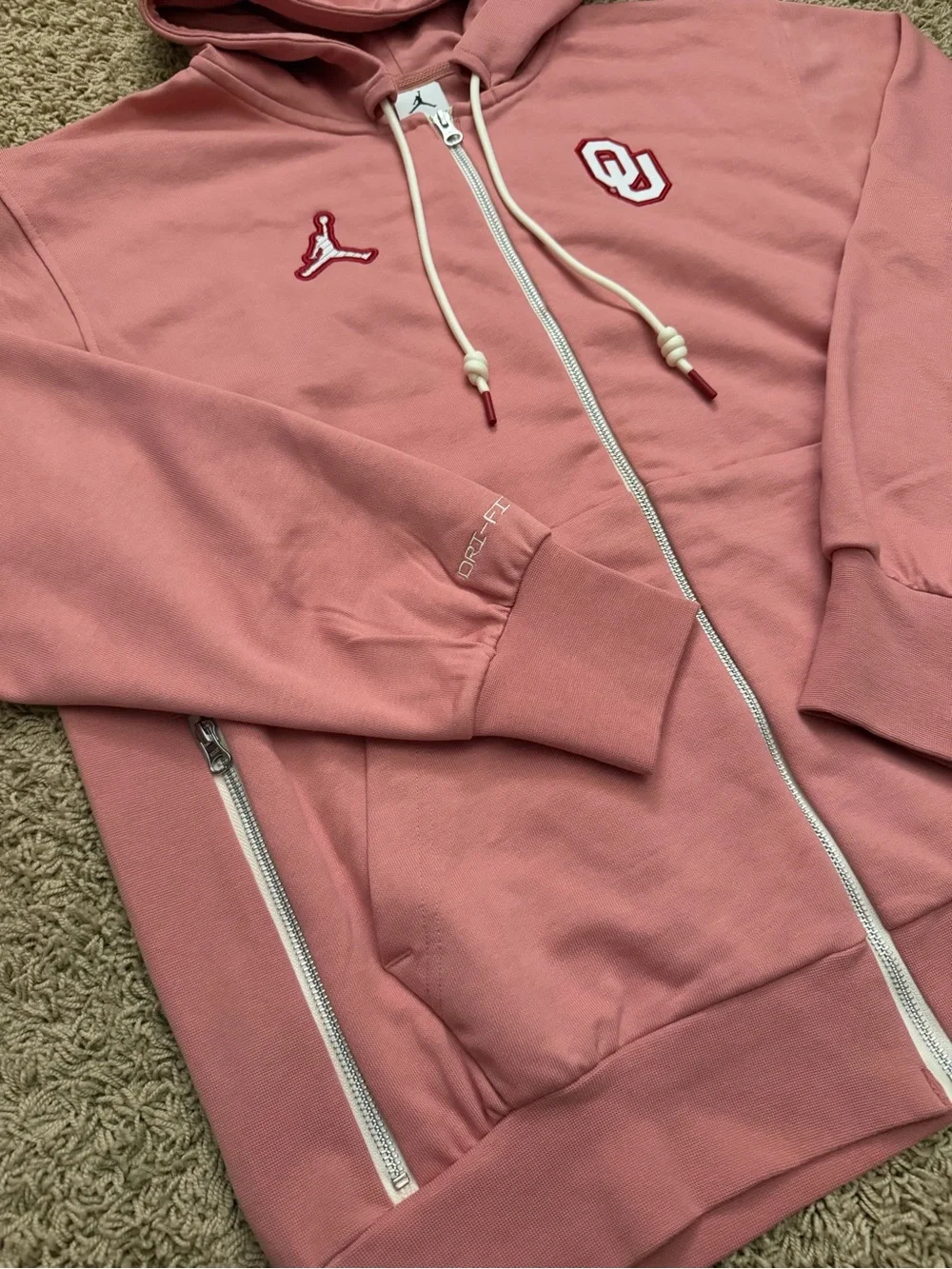 Oklahoma Sooners Mens L Crimson NCAA Basketball Jordan Standard Issue Zip Hoodie